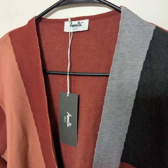 NWT Amalli Talli Pink/Grey/Camel Rust Combo Colorblock Cardigan size Large Tall - Picture 2 of 11